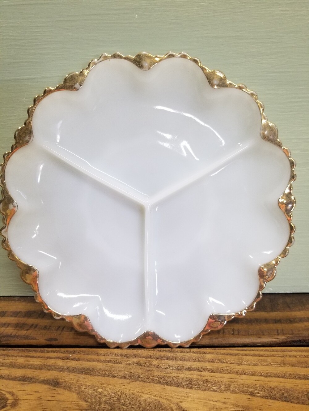 Vintage Anchor Hocking Milk Glass Divided Relish Tray